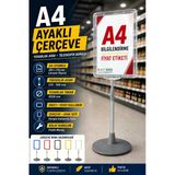 A4 Ayaklı Çerçeve Seti Yuvarlak Tabanlı Teleskopik Fiyat Etiketi Standı Şeffaf Vitrin