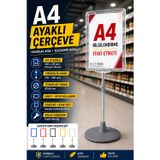 A4 Ayaklı Çerçeve Seti Yuvarlak Tabanlı Teleskopik Fiyat Etiketi Standı Şeffaf