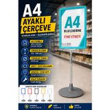 A4 Ayaklı Çerçeve Seti Yuvarlak Tabanlı Teleskopik Fiyat Etiketi Standı Turkuaz