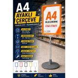 A4 Ayaklı Çerçeve Seti Yuvarlak Tabanlı Teleskopik Fiyat Etiketi Standı Turuncu