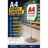 A4 Ayaklı Çerçeve Seti Yuvarlak Tabanlı Teleskopik Fiyat Etiketi Standı Yeşil