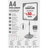 A4 Ayaklı Fiyat Etiketlik Teleskopik Borulu Çerçeve Etiketlik Yönlendirme Levhası Menü Panosu Gri