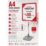 A4 Ayaklı Fiyat Etiketlik Teleskopik Borulu Çerçeve Etiketlik Yönlendirme Levhası Menü Panosu Kırmızı