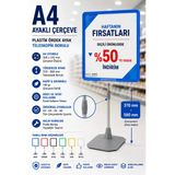 A4 Ayaklı Fiyat Etiketlik Teleskopik Borulu Çerçeve Etiketlik Yönlendirme Levhası Menü Panosu Mavi