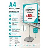 A4 Ayaklı Fiyat Etiketlik Teleskopik Borulu Çerçeve Etiketlik Yönlendirme Levhası Menü Panosu Turkuaz