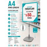 A4 Ayaklı Fiyat Etiketlik Teleskopik Borulu Çerçeve Etiketlik Yönlendirme Levhası Menü Panosu Turkuaz