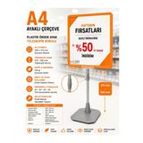 A4 Ayaklı Fiyat Etiketlik Teleskopik Borulu Çerçeve Etiketlik Yönlendirme Levhası Menü Panosu Turuncu