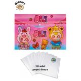 A4 Boy Çıt Çıt Ödev Dosyası +10' Lu Poşet Dosya Baby Time Pembe