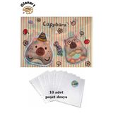 A4 Boy Çıt Çıt Ödev Dosyası +10' Lu Poşet Dosya Capybara Sweet