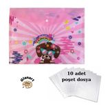 A4 Boy Çıt Çıt Ödev Dosyası +10\' Lu Poşet Dosya Köpekcik - Pembe - 1 Adet