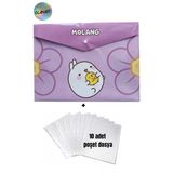 A4 Boy Çıt Çıt Ödev Dosyası +10' Lu Poşet Dosya Molang