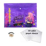 A4 Boy Çıt Çıt Ödev Dosyası +10\' Lu Poşet Dosya Mor - 1 Adet
