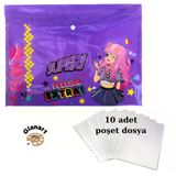 A4 Boy Çıt Çıt Ödev Dosyası +10' Lu Poşet Dosya Mor