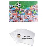 A4 Boy Çıt Çıt Ödev Dosyası +10' Lu Poşet Dosya Sporcular