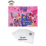 A4 Boy Çıt Çıt Ödev Dosyası +10' Lu Poşet Dosya Sweet Day Pembe