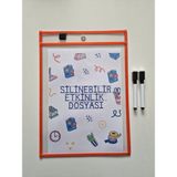 A4 Çalışma Kağıtları Için Turuncu Silinebilir Etkinlik Dosyası + 2 Adet Silgili Kalem