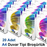 A4 Duvar Tipi Broşürlük - 20 Adet - Şeffaf - Pleksi - 21x30