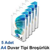 A4 Duvar Tipi Broşürlük - 5 Adet - Şeffaf