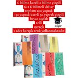 A4 Ebat Ayraçlı Defter Bölmeli Kareli ve Çizgili Plastik Kapak Telli 20X30 cm