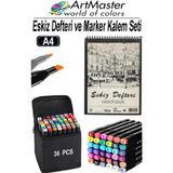 A4 Eskiz Defteri 50 Yaprak 100 Gr 1 Adet 36 Renk Marker Kalem Çift Taraflı Touch Çift Uçlu Eskiz Defteri Boya Seti