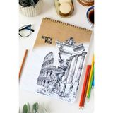 A4 Eskiz Defteri Sketch Book 52 Yaprak 140 gr Kalın Kağıt - 1.hamur Beyaz Kağıt - 1 Adet - Karışık Çok Renkli