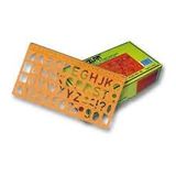 A4 Harf ve Rakam Şablonu Cetveli, Turuncu, Plastik, 21x29,7 cm, Büyük Harf, Rakam ve Semboller