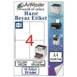 A4 Hazır Beyaz Etiket 105X148.5mm 10 Sayfa 1 Paket 4 Lü Kendinden Yapışkanlı Fotokopi Lazer İnkjet Kağıdı Yazıcılar İçin