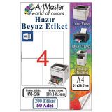 A4 Hazır Beyaz Etiket 105X148.5mm 50 Sayfa 1 Paket 4 Lü Kendinden Yapışkanlı Fotokopi Lazer İnkjet Kağıdı Yazıcılar İçin