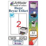 A4 Hazır Beyaz Etiket 105x297 mm 2 li 50 Sayfa 1 Paket Kendinden Yapışkanlı Fotokopi Lazer İnkjet Kağıdı Yazıcılar