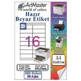 A4 Hazır Beyaz Etiket 105X35 Mm 50 Sayfa 1 Paket 16 Lı Kendinden Yapışkanlı Fotokopi Lazer İnkjet Kağıdı Yazıcılar İçin