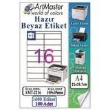 A4 Hazır Beyaz Etiket 105X35mm 100 Sayfa 1 Paket 16 Lı Kendinden Yapışkanlı Fotokopi Lazer İnkjet Kağıdı Yazıcılar İçin