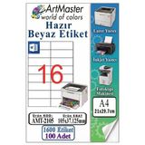 A4 Hazır Beyaz Etiket 105X37.1mm 100 Sayfa 1 Paket 16 Lı Kendinden Yapışkanlı Fotokopi Lazer İnkjet Kağıdı Yazıcılar