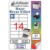 A4 Hazır Beyaz Etiket 105X38 Mm 50 Sayfa 1 Paket 14 Lü Kendinden Yapışkanlı Fotokopi Lazer İnkjet Kağıdı Yazıcılar İçin