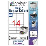 A4 Hazır Beyaz Etiket 105X41mm 10 Sayfa 1 Paket 14 Lü Kendinden Yapışkanlı Fotokopi Lazer İnkjet Kağıdı Yazıcılar İçin