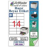 A4 Hazır Beyaz Etiket 105X41mm 100 Sayfa 1 Paket 14 Lü Kendinden Yapışkanlı Fotokopi Lazer İnkjet Kağıdı Yazıcılar İçin