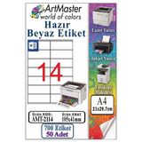 A4 Hazır Beyaz Etiket 105X41mm 50 Sayfa 1 Paket 14 Lü Kendinden Yapışkanlı Fotokopi Lazer İnkjet Kağıdı Yazıcılar İçin