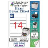 A4 Hazır Beyaz Etiket 105x42.7mm 100 Sayfa 1 Paket 14 lü Kendinden Yapışkanlı Fotokopi Lazer İnkjet Kağıdı Yazıcılar