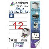 A4 Hazır Beyaz Etiket 105X46 Mm 10 Sayfa 1 Paket 12 Li Kendinden Yapışkanlı Fotokopi Lazer İnkjet Kağıdı Yazıcılar İçin
