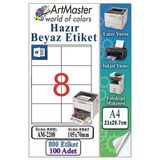 A4 Hazır Beyaz Etiket 105X70 Mm 100 Sayfa 1 Paket 8 Li Kendinden Yapışkanlı Fotokopi Lazer İnkjet Kağıdı Yazıcılar İçin