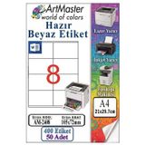 A4 Hazır Beyaz Etiket 105X72mm 50 Sayfa 1 Paket 8 Li Kendinden Yapışkanlı Fotokopi Lazer İnkjet Kağıdı Yazıcılar İçin