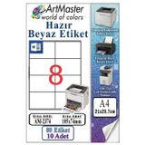A4 Hazır Beyaz Etiket 105X74 Mm 10 Sayfa 1 Paket 8 Li Kendinden Yapışkanlı Fotokopi Lazer İnkjet Kağıdı Yazıcılar İçin