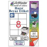 A4 Hazır Beyaz Etiket 105X74 Mm 50 Sayfa 1 Paket 8 Li Kendinden Yapışkanlı Fotokopi Lazer İnkjet Kağıdı Yazıcılar İçin