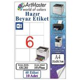 A4 Hazır Beyaz Etiket 105X99 Mm 10 Sayfa 1 Paket 6 Lı Kendinden Yapışkanlı Fotokopi Lazer İnkjet Kağıdı Yazıcılar İçin