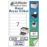 A4 Hazır Beyaz Etiket 192.5x39 mm 7 li 100 Sayfa 1 Paket Kendinden Yapışkanlı Fotokopi Lazer İnkjet Kağıdı Yazıcılar