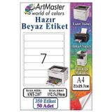 A4 Hazır Beyaz Etiket 192.5x39 mm 7 li 50 Sayfa 1 Paket Kendinden Yapışkanlı Fotokopi Lazer İnkjet Kağıdı Yazıcılar