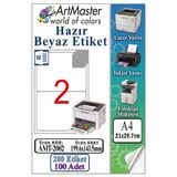 A4 Hazır Beyaz Etiket 199.6X143.5mm 100 Sayfa 1 Paket 2 Li Kendinden Yapışkanlı Fotokopi Lazer İnkjet Kağıdı Yazıcılara
