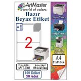 A4 Hazır Beyaz Etiket 199.6X143.5mm 50 Sayfa 1 Paket 2 Li Kendinden Yapışkanlı Fotokopi Lazer İnkjet Kağıdı Yazıcılara