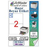 A4 Hazır Beyaz Etiket 210X148.5mm 100 Sayfa 1 Paket 2 Li Kendinden Yapışkanlı Fotokopi Lazer İnkjet Kağıdı Yazıcılar