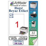 A4 Hazır Beyaz Etiket 210x294.86 mm 100 Sayfa 1 Paket 1 li Kendinden Yapışkanlı Fotokopi Lazer İnkjet Kağıdı Yazıcılar