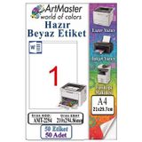 A4 Hazır Beyaz Etiket 210X294.86mm 50 Sayfa 1 Paket Kendinden Yapışkanlı Fotokopi Lazer İnkjet Kağıdı Yazıcılar İçin